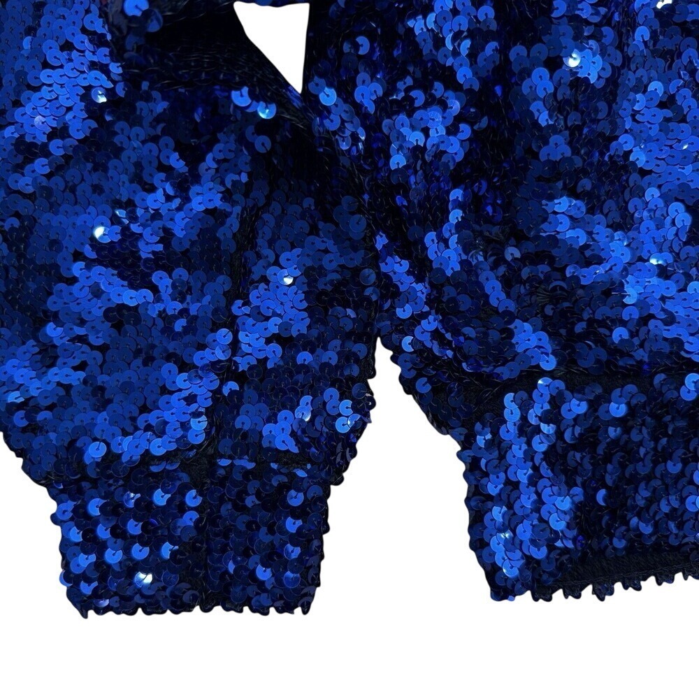 Vintage Lillie Rubin sequin sweater 80's Lightning Bolt Cobalt Blue Party - Picture 4 of 16